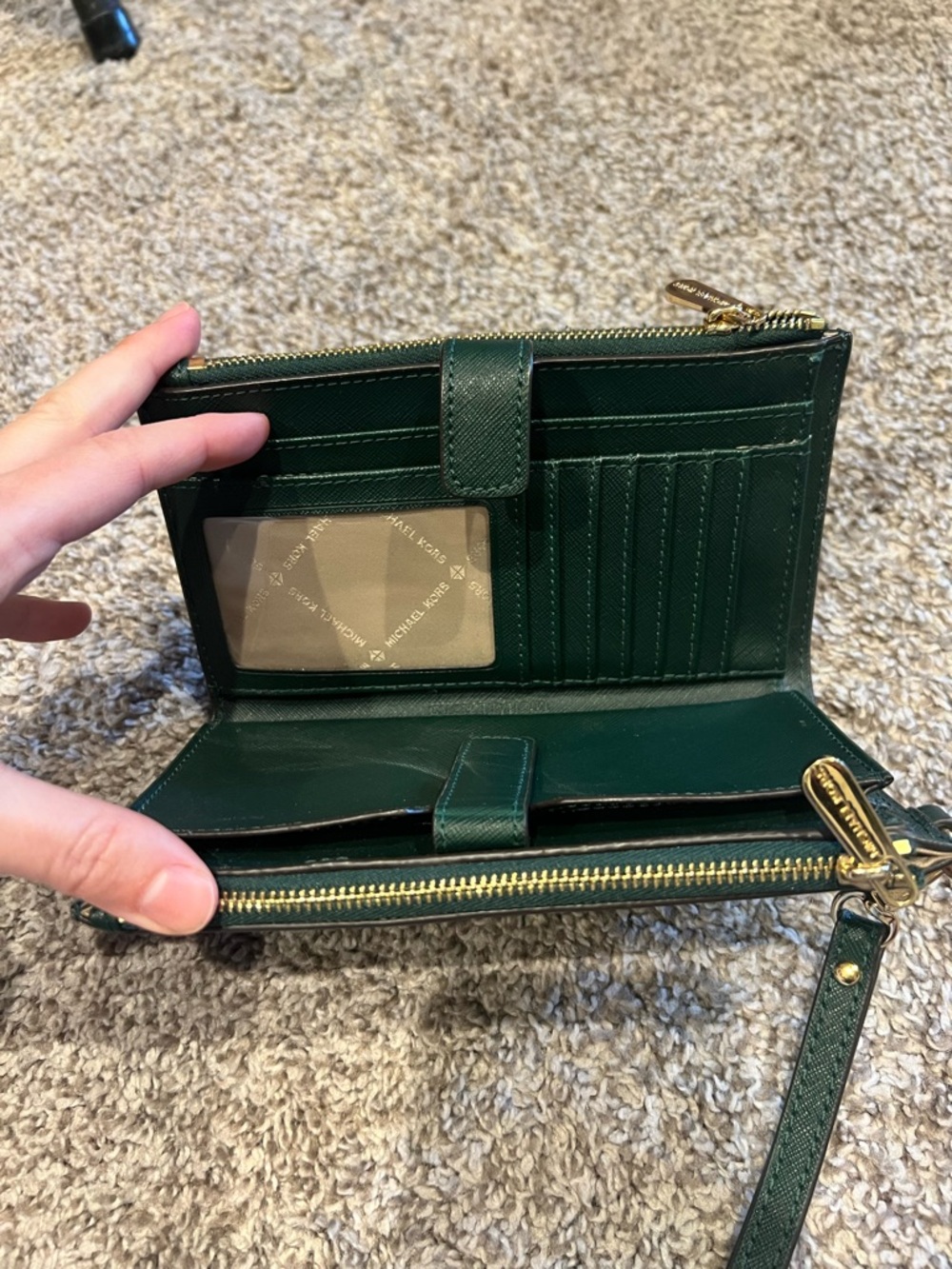 Michael Kors Dark Green Saffiano Wristlet - Picture 5 of 6